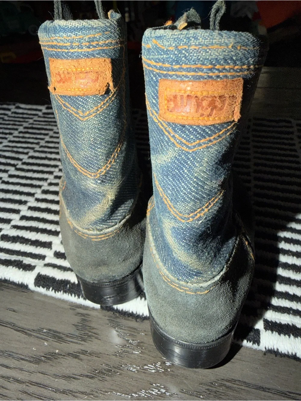 Vintage boys Dingo denim and suede cowboy boots size 6
